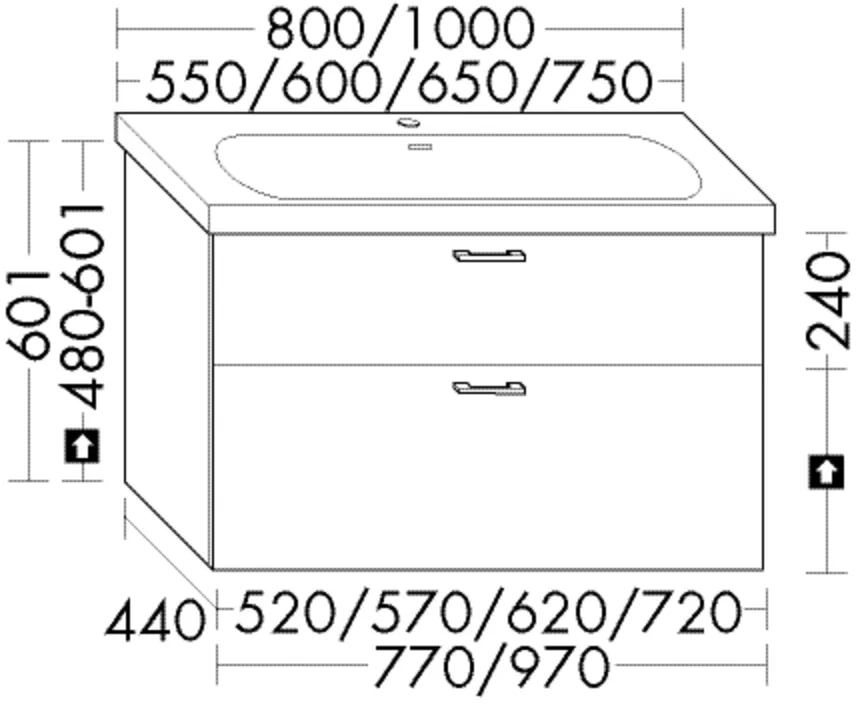 Waschtischunterschrank Sys30 von burgbad - Laufen Lua H810082, 440x520x601 mm, 1 Schublade oben (300 mm), 1 Auszug unten (350 mm), mit Siphonausschnitt Waschtischunterschrank Sys30 von burgbad - Laufen Lua H810082, 440x520x601 mm, 1 Schublade oben (300 mm), 1 Auszug unten (350 mm), mit Siphonausschnitt