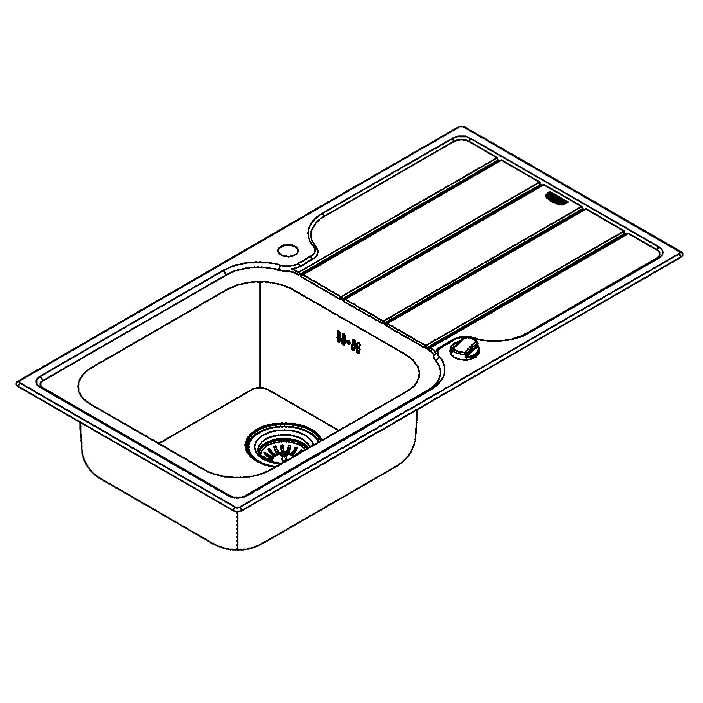 Edelstahlspüle K500 31563_1, mit Abtropffläche, Modell: K500 60-S 100/50 1.0 rev, Montageart: aufliegend oder flächenbündig, Maße: 1000 x 500 mm, 1 Becken: 450 x 400 x 180 mm, edelstahl