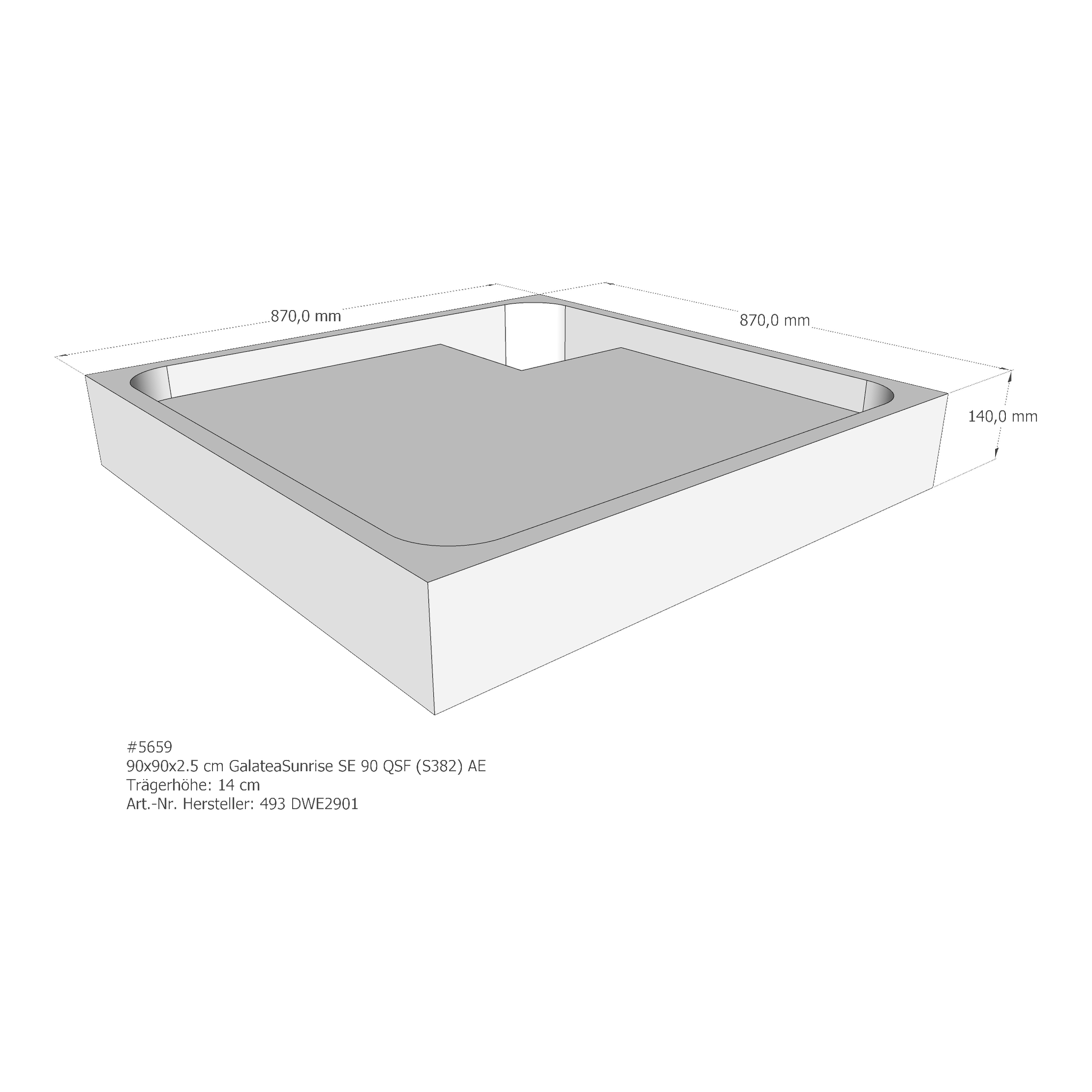 Duschwannenträger für Galatea ~Sunrise SE 90 QSF 90 × 90 × 2,5 cm Duschwannenträger für Galatea ~Sunrise SE 90 QSF 90 × 90 × 2,5 cm