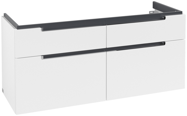 Villeroy & Boch Waschtischunterschrank „Subway 2.0“ 128,7 × 59 × 44,9 × 44,9 cm in Weiß Matt, mittig, ohne Beleuchtung