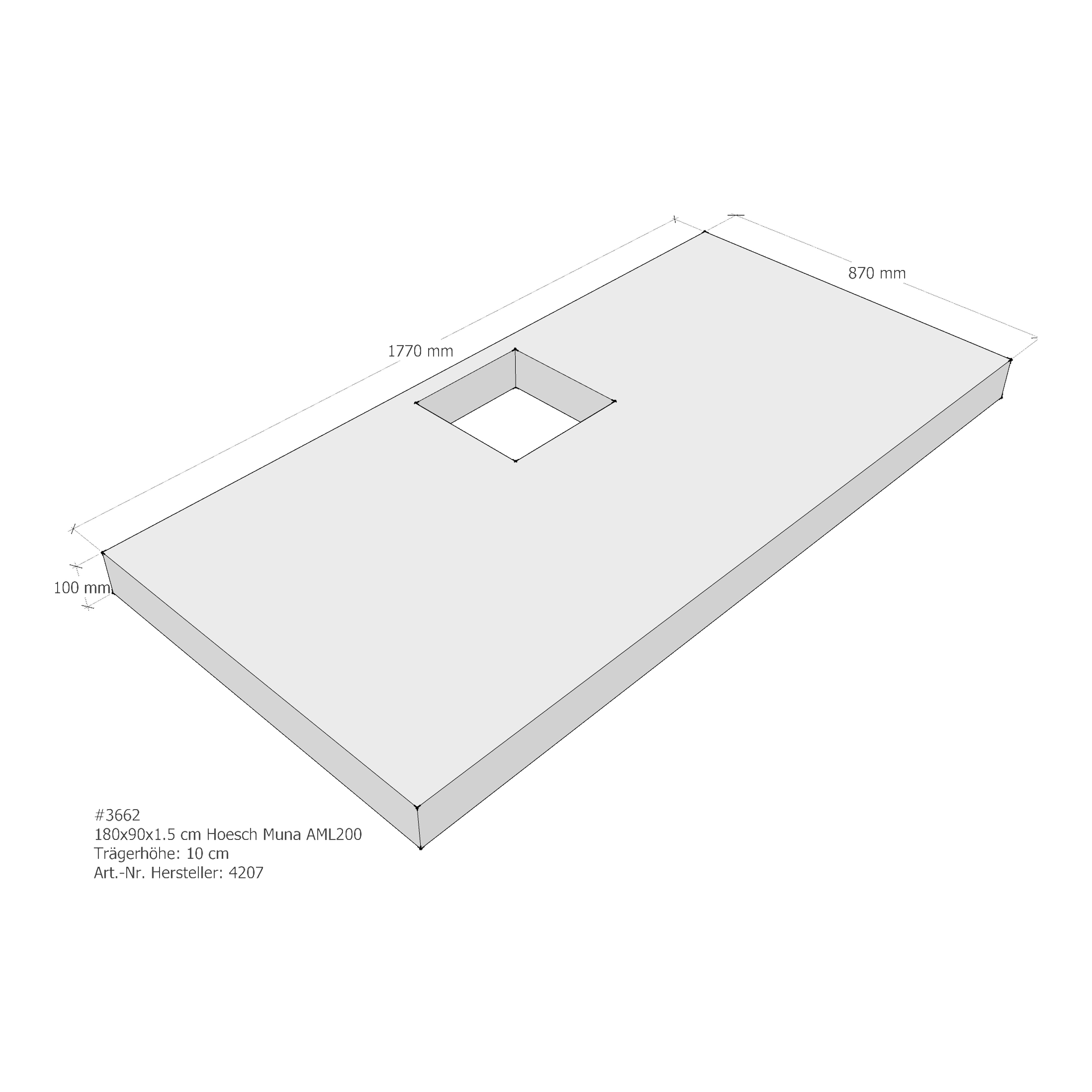 Duschwannenträger Hoesch Muna 180x90x1,5 cm AML200