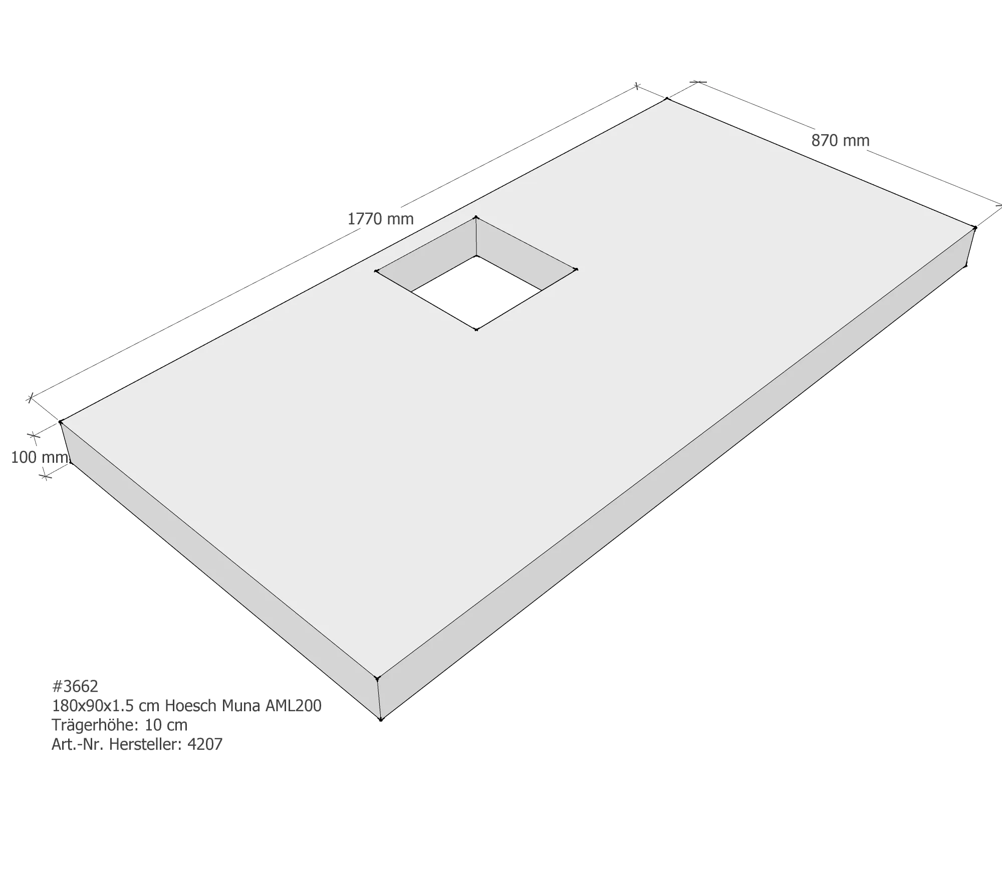 Duschwannenträger für Hoesch Muna 180 × 90 × 1,5 cm Breite: 90 cm / Länge: 180 cm Duschwannenträger für Hoesch Muna 180 × 90 × 1,5 cm Breite: 90 cm / Länge: 180 cm