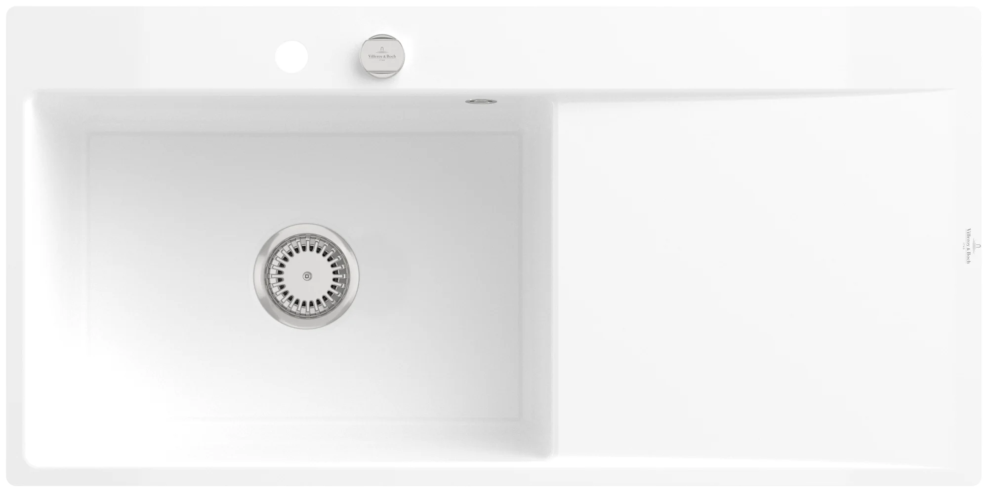 Villeroy & Boch Subway Style 60 Flat 980x490mm, flächenbündige Spüle, links, Weiß Alpin CeramicPlus