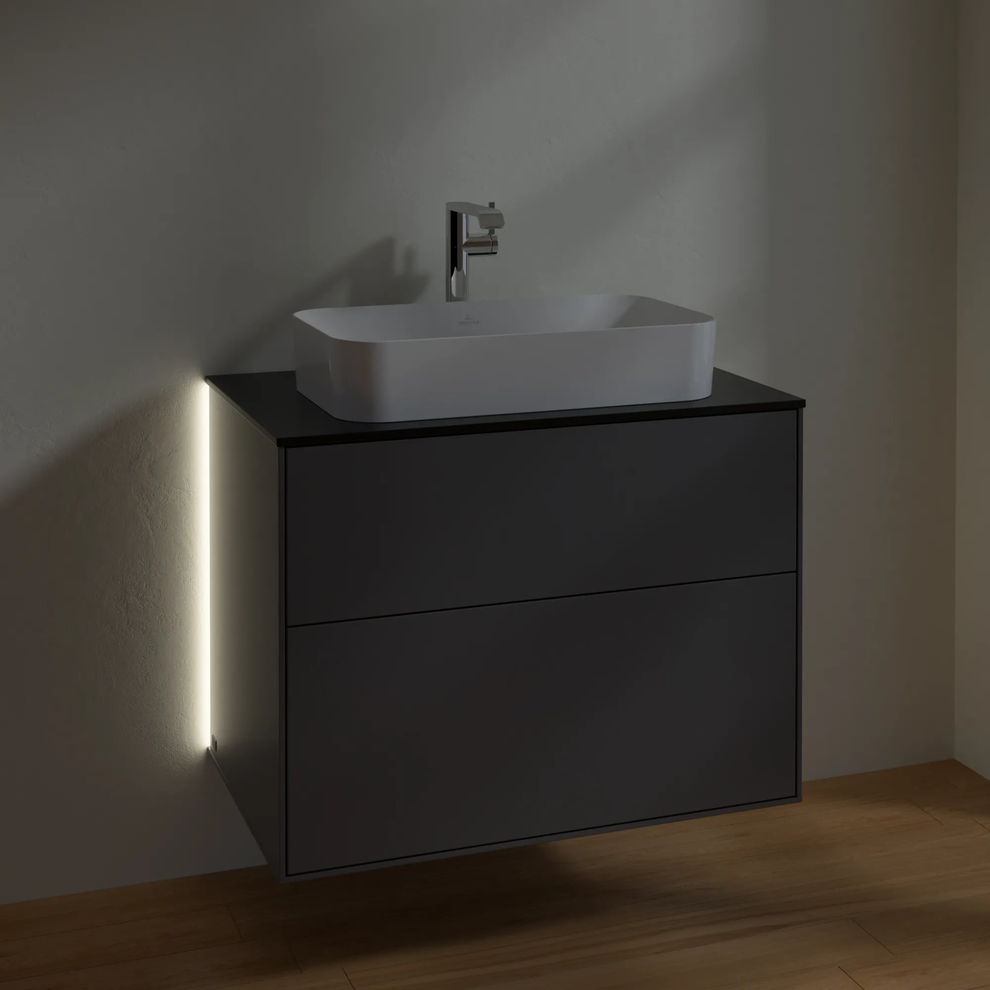 Villeroy & Boch Waschbeckenunterschrank Finion G22, Anthracite Matt Lacquer, 800 x 603 x 501 mm, mit Beleuchtung und SoftClosing Villeroy & Boch Waschbeckenunterschrank Finion G22, Anthracite Matt Lacquer, 800 x 603 x 501 mm, mit Beleuchtung und SoftClosing