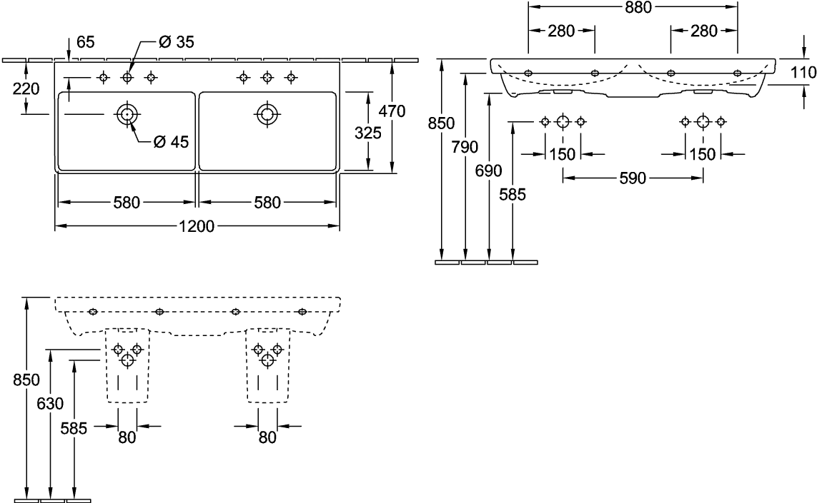 Villeroy & Boch Subway 2.0 Ablaufhaube Pergamon CeramicPlus 315x200x290mm