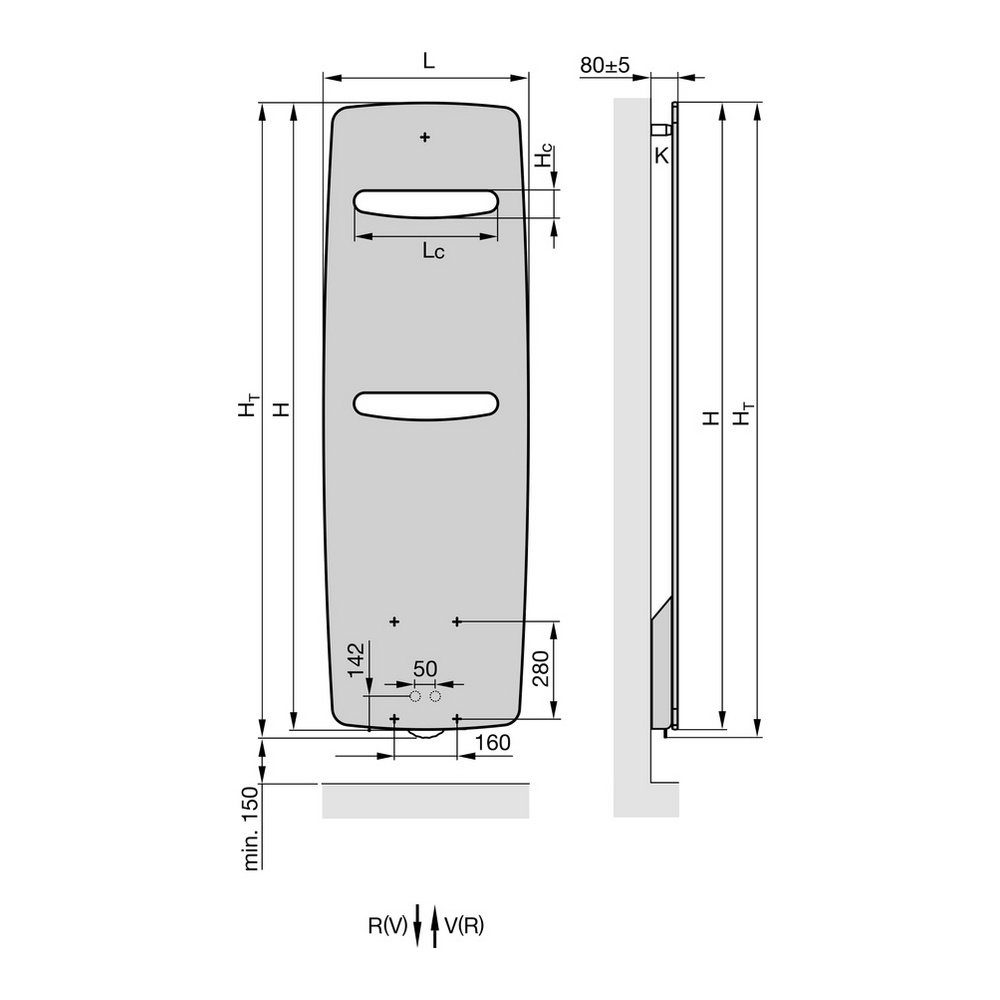 Zehnder Design-Heizkörper „Vitalo Spa“ für Warmwasser-Zentralheizung mit Anschlussbox „EasyFit“ 49 × 180 cm in Anthracite Grey (RAL 7016, glänzend) Zehnder Design-Heizkörper „Vitalo Spa“ für Warmwasser-Zentralheizung mit Anschlussbox „EasyFit“ 49 × 180 cm in Anthracite Grey (RAL 7016, glänzend)