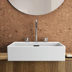 Waschbecken „Extra“ 50 × 45 × 15 cm, Hahnlochposition mittig in Weiß