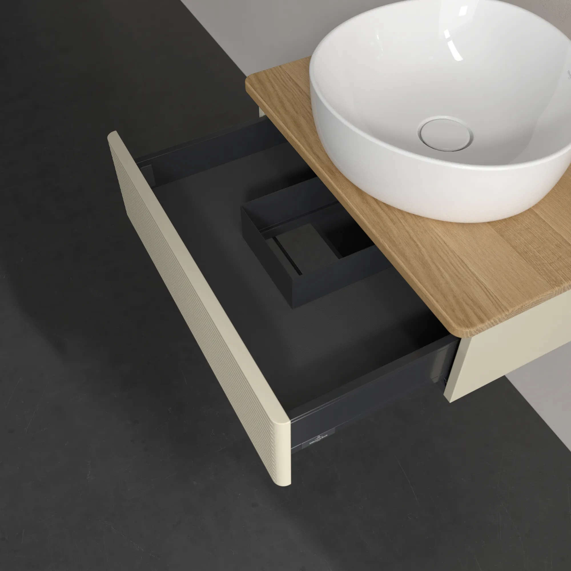 Villeroy & Boch Waschbeckenunterschrank Antao K07111, 600x190x500mm, Silk Grey Matt Lacquer, mit SoftClosing und Push-to-open Funktion