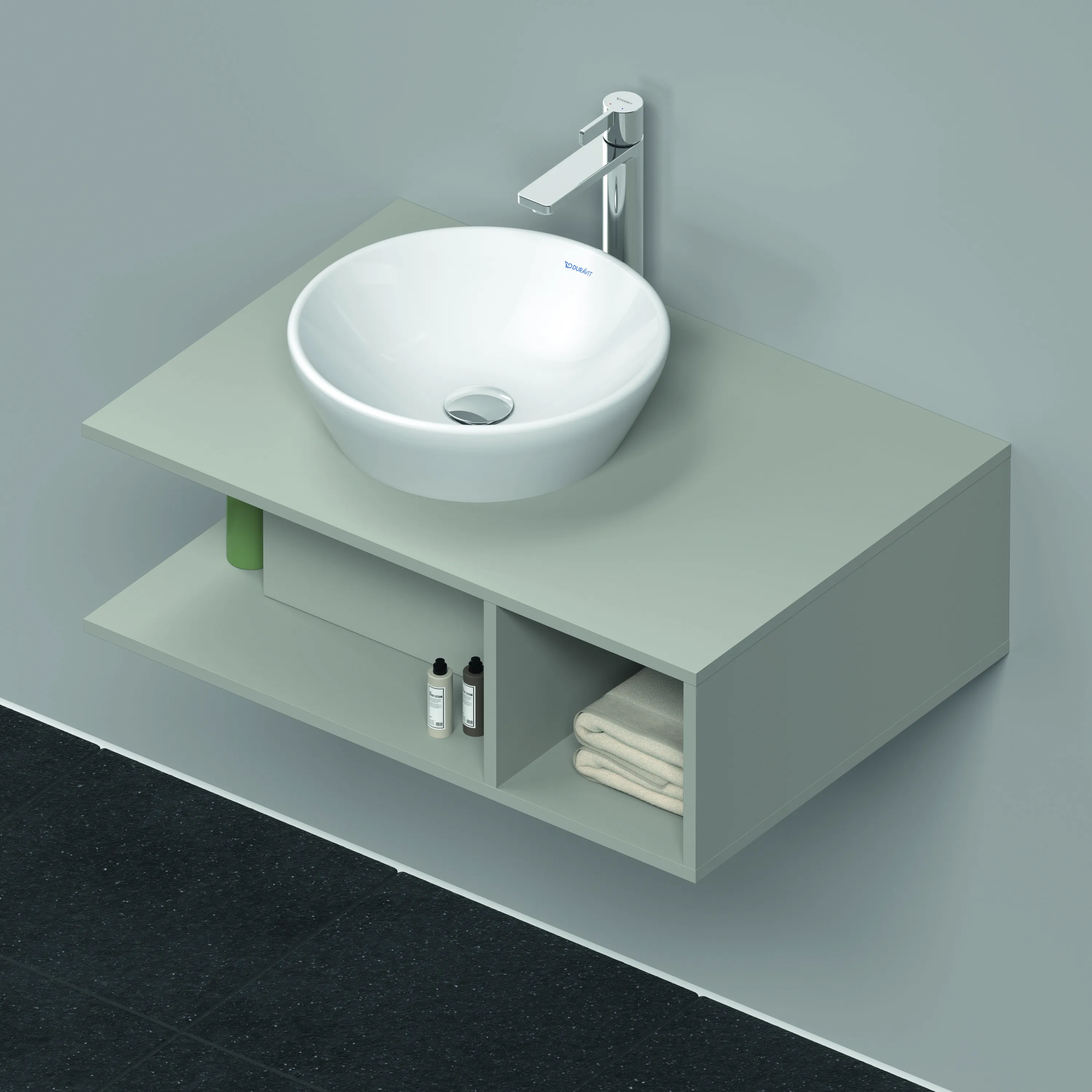 Duravit Waschtischunterschrank wandhängend „D-Neo“ 80 × 26 × 55 cm Betongrau Matt