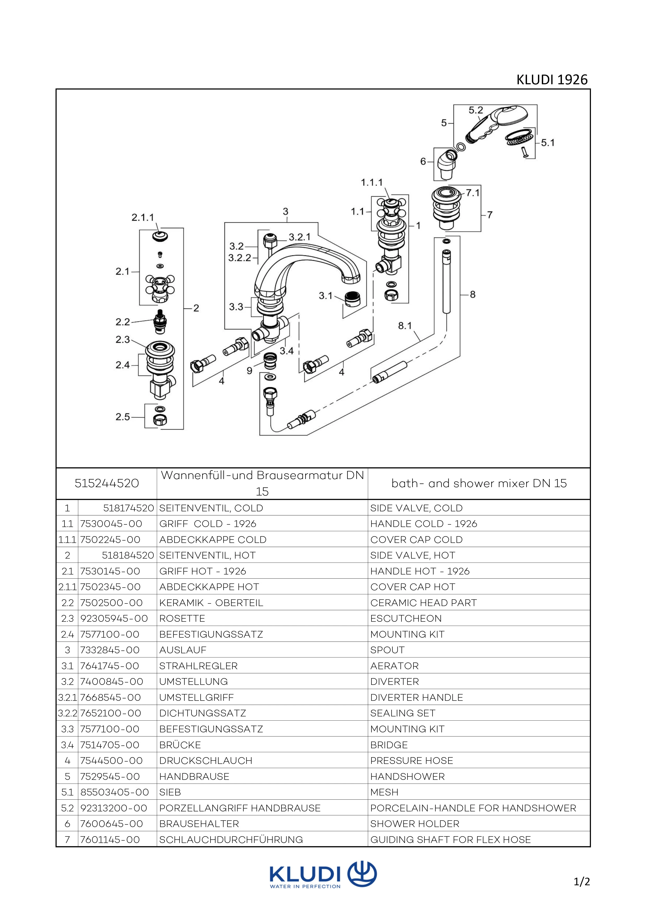 Kludi 1924 4-Loch Wannenfüll- und Brause-Armatur vergoldet, herausziehbare Handbrause, automatische Umstellung, Fliesenrandmontage Kludi 1924 4-Loch Wannenfüll- und Brause-Armatur vergoldet, herausziehbare Handbrause, automatische Umstellung, Fliesenrandmontage