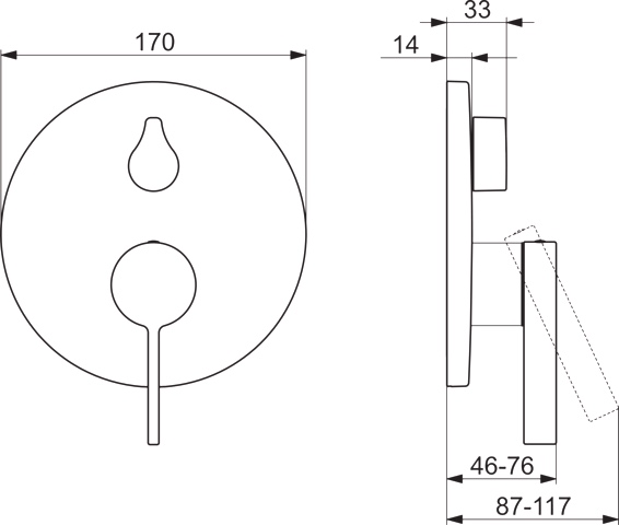 HA Einhebelmischer Fertigmontageset für Wanne/Brause HANSALOFT 8772 Rosette rund Chrom