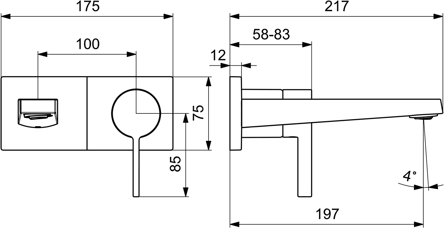 HansaLOFT Waschtischarmatur HansaLOFT 5757 Rosette eckig Ausladung 197mm 4.0 DN 15 Chrom