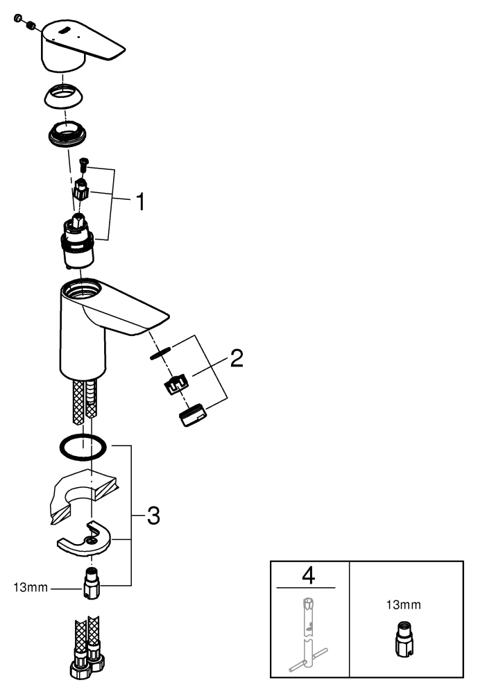 Einhand-Waschtischbatterie BauEdge 24193_1, S-Size, Energie-Spar-Funktion Mittelstellung kalt, Cradle to Cradle Certified(R) Gold, chrom Einhand-Waschtischbatterie BauEdge 24193_1, S-Size, Energie-Spar-Funktion Mittelstellung kalt, Cradle to Cradle Certified(R) Gold, chrom