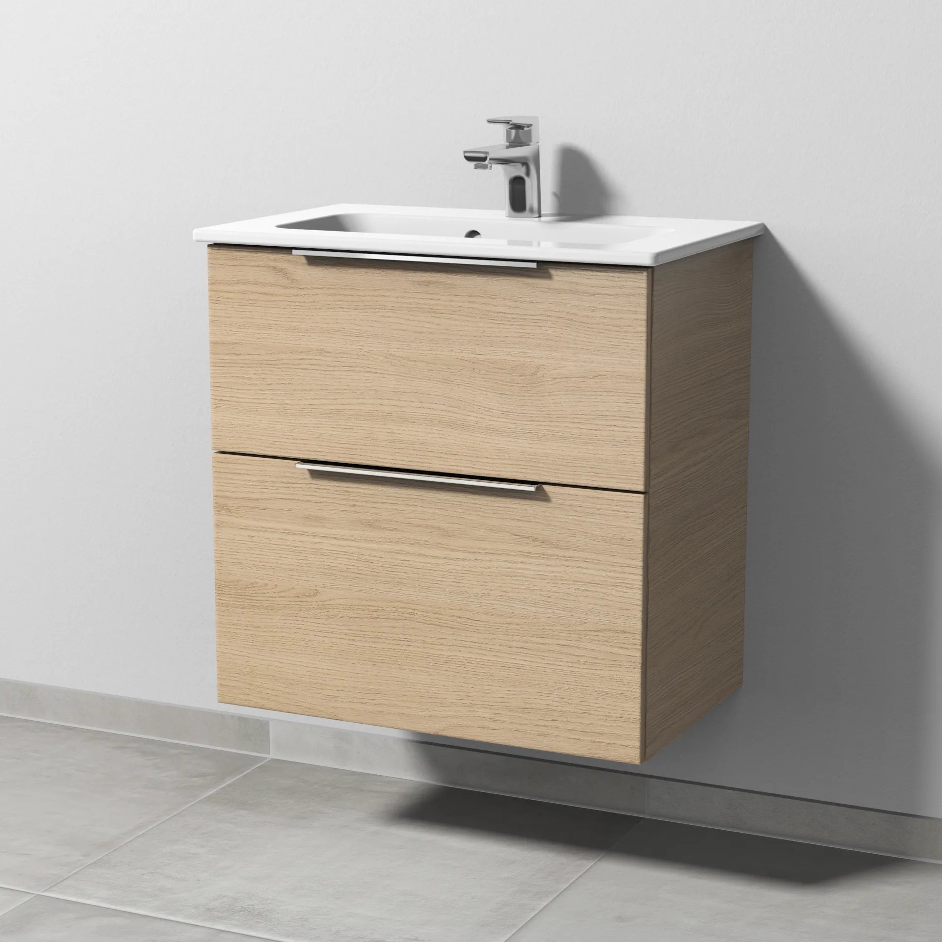 Sanipa Waschtischunterschrank „3way“ passend zu Keramik-Waschtische ME by Starck von Duravit 600 × 613 × 382 mm in Eiche Nordic
