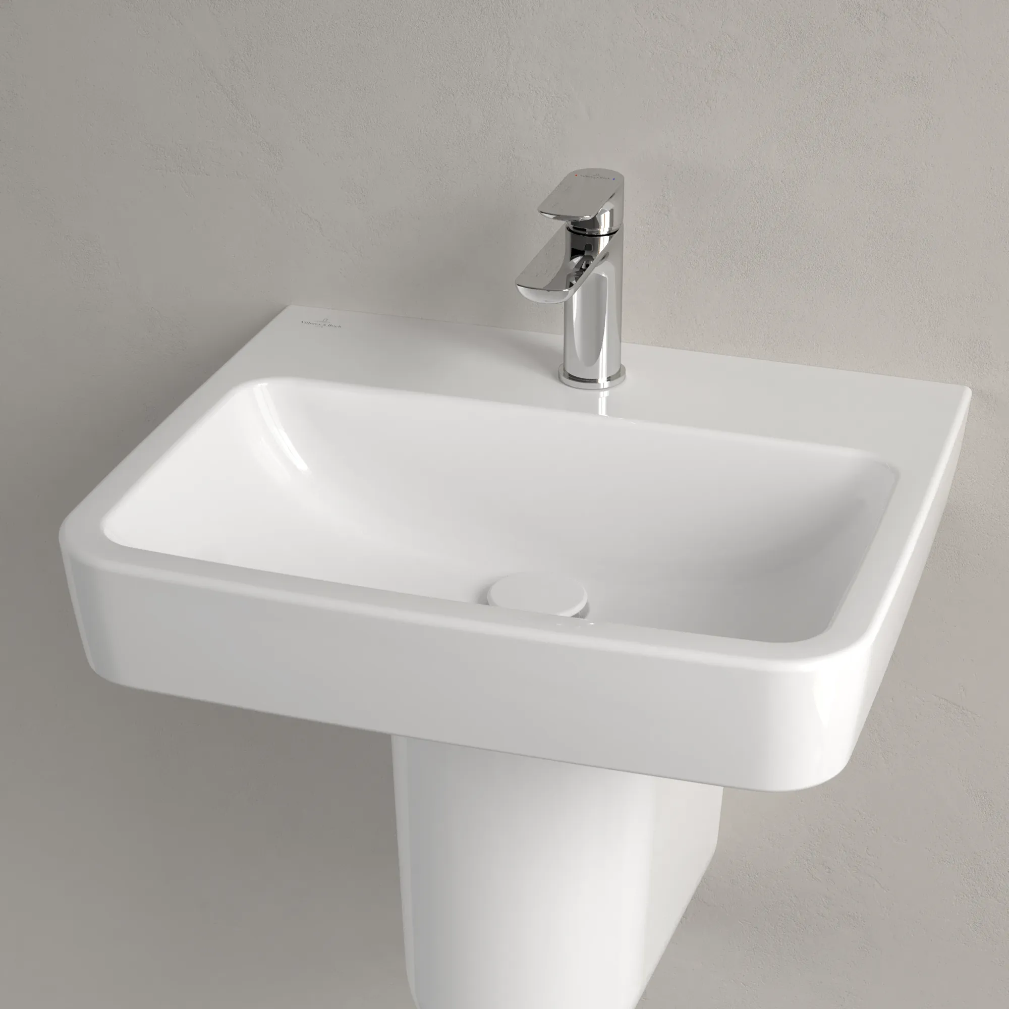 Villeroy & Boch Wandwaschtisch „O.novo“ 550 × 460 × 175 mm, für Becken mittig, mit Hahnlochbohrung, Hahnlochposition mittig in Weiß Alpin Villeroy & Boch Wandwaschtisch „O.novo“ 550 × 460 × 175 mm, für Becken mittig, mit Hahnlochbohrung, Hahnlochposition mittig in Weiß Alpin