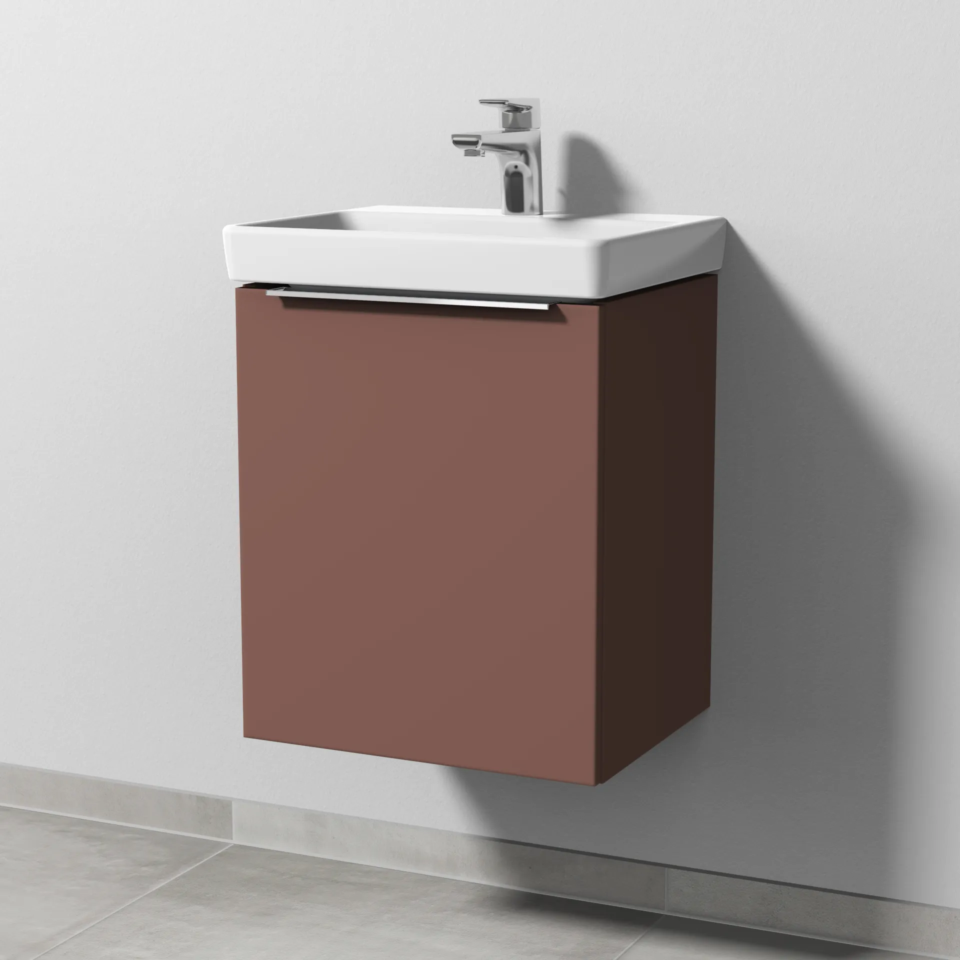 Sanipa Waschtischunterschrank „3way“ passend zu Keramik-Waschtische Avento von Villeroy & Boch 430 × 510 × 352 mm in Wine-Red, Anschlag links