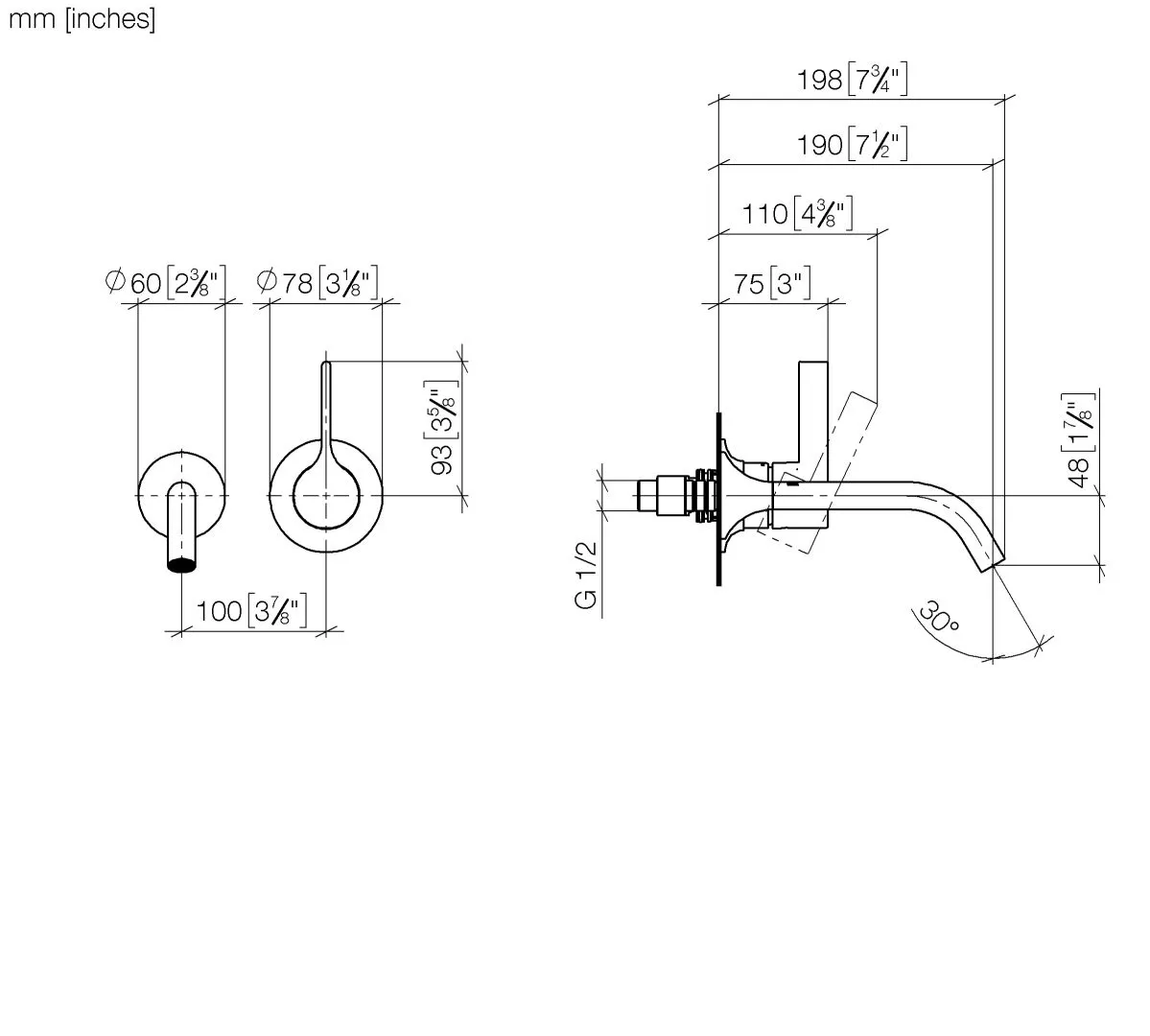 Waschtisch-Wand-Einhandbatterie ohne Ablaufgarnitur VAIA Chrom 36860809