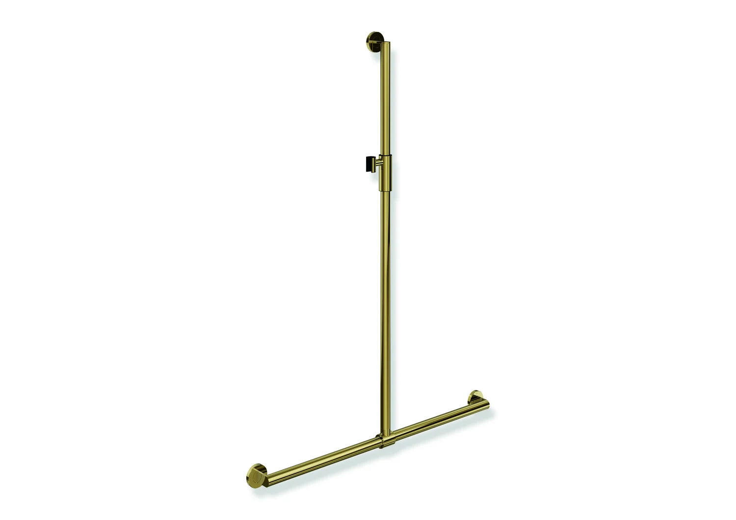 HEWI Duschhandlauf System 900, Edelstahl PVD Gold glänzend, 1250 mm x 914 mm, verschiebbarer Brausehalter HEWI Duschhandlauf System 900, Edelstahl PVD Gold glänzend, 1250 mm x 914 mm, verschiebbarer Brausehalter