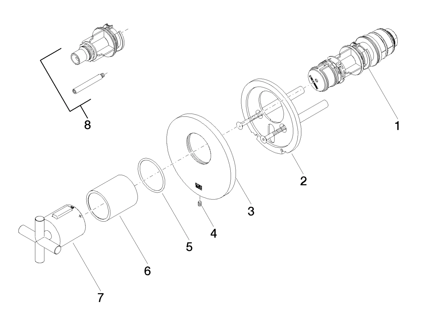 UP-Thermostat ohne Mengenregulierung TARA Chrom 36501892 UP-Thermostat ohne Mengenregulierung TARA Chrom 36501892