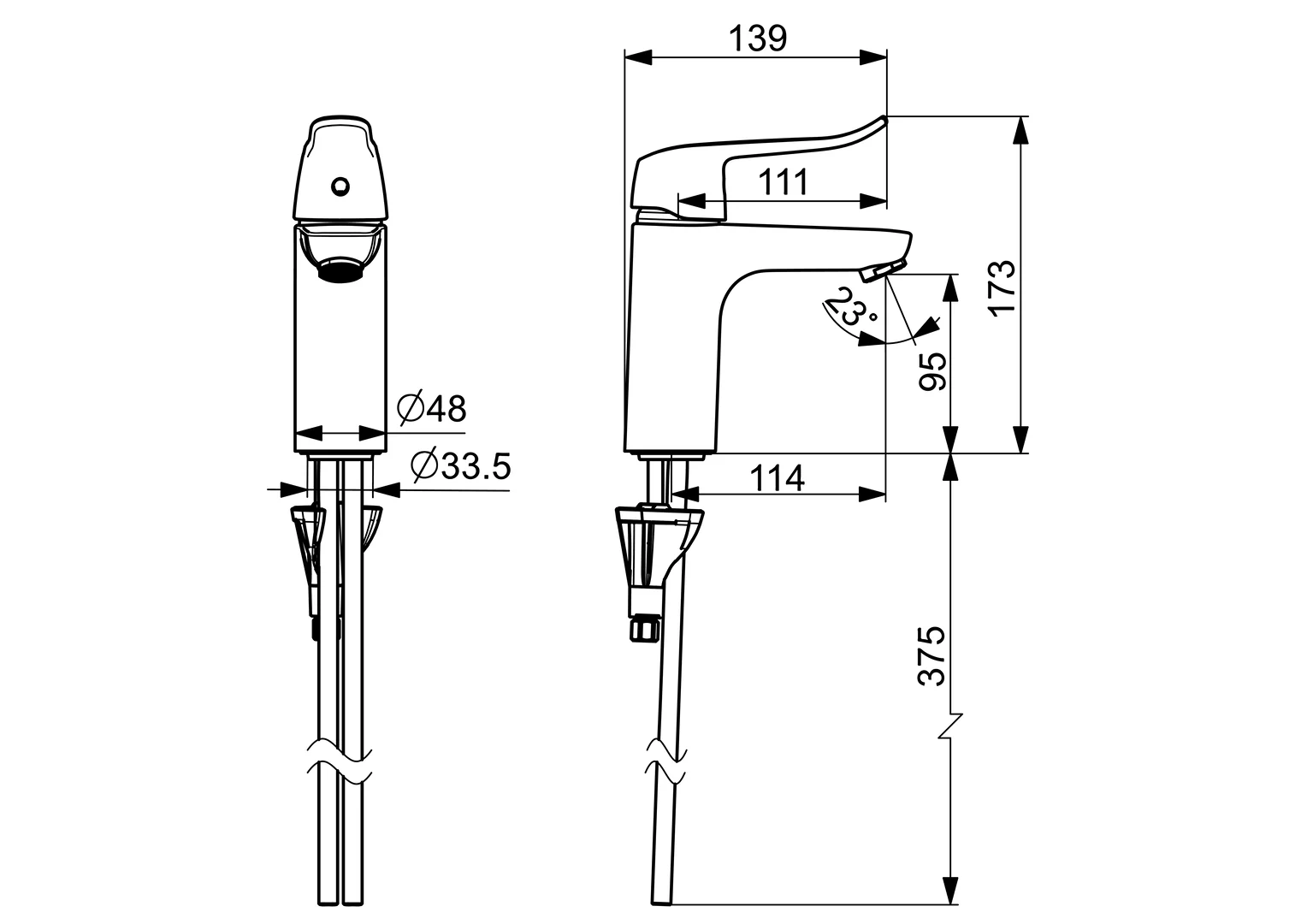 HansaCLINICA Waschtischarmatur Hansaclinica 2018 Einhebelmischer Kupferrohr Chrom DN15