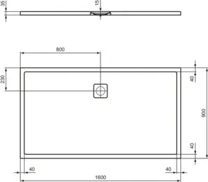 Ideal Standard Duschwanne „UltraFlatEvo“ 90 × 160 cm in Seidenweiß