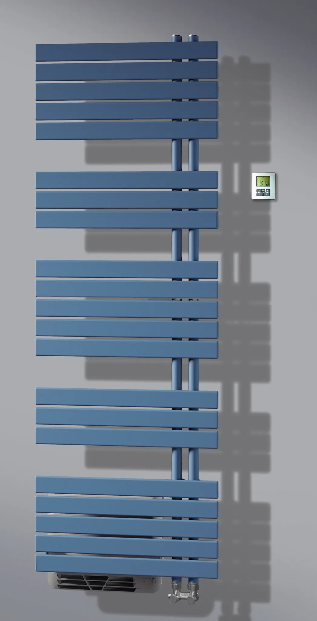 Soul-S Air Mix, Komfort-Badheizkörper Serie UBB/UAB, für Zentralheizung, für die Erwärmung von Handtüchern und Textilien, inklusiv integriertem Heizlüfter für den rein elektrischen Betrieb. Horizontale abgerundete Flachprofilrohre 50 x 10 mm im Spezialve Soul-S Air Mix, Komfort-Badheizkörper Serie UBB/UAB, für Zentralheizung, für die Erwärmung von Handtüchern und Textilien, inklusiv integriertem Heizlüfter für den rein elektrischen Betrieb. Horizontale abgerundete Flachprofilrohre 50 x 10 mm im Spezialve