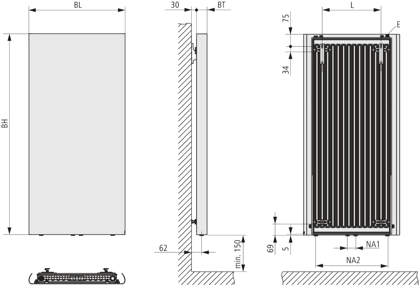 Kermi Design-Heizkörper „Pateo®“ 60 × 152,5 cm in Weiß