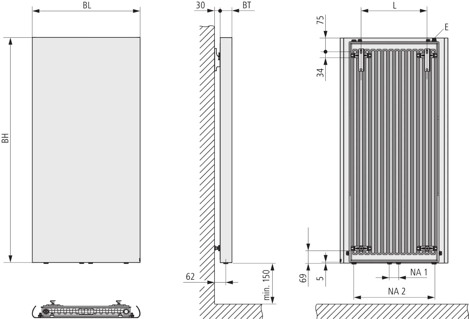 Kermi Design-Heizkörper „Pateo®“ 50 × 152,5 cm in Weiß (RAL 9016)
