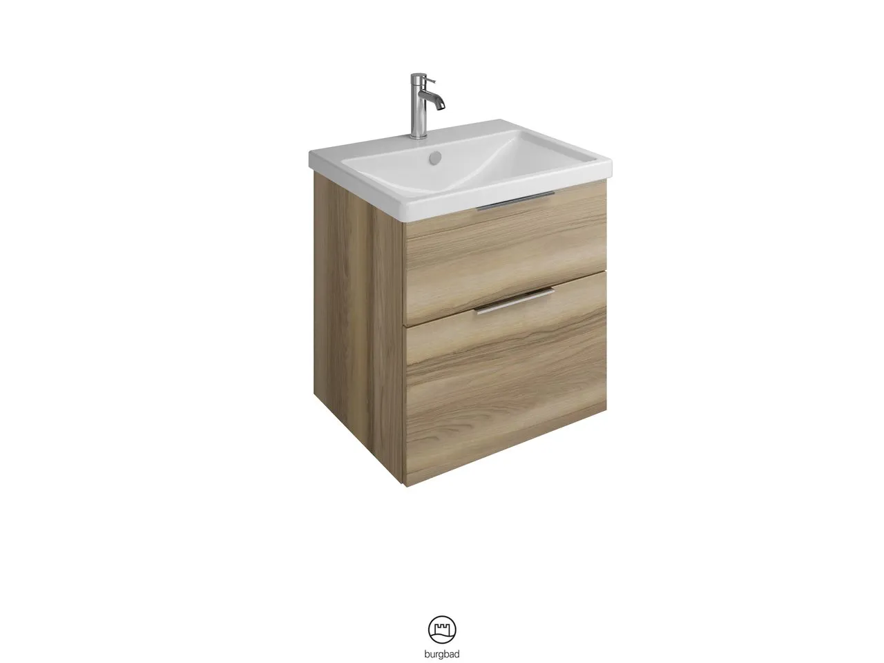 burgbad Badmöbelset Keramik-Waschtisch inkl. Waschtischunterschrank „Eqio“ 63 × 64,5 × 49 cm Stangengriff, Schwarz Matt (140 / 397 mm), in Eiche Dekor Cashmere burgbad Badmöbelset Keramik-Waschtisch inkl. Waschtischunterschrank „Eqio“ 63 × 64,5 × 49 cm Stangengriff, Schwarz Matt (140 / 397 mm), in Eiche Dekor Cashmere