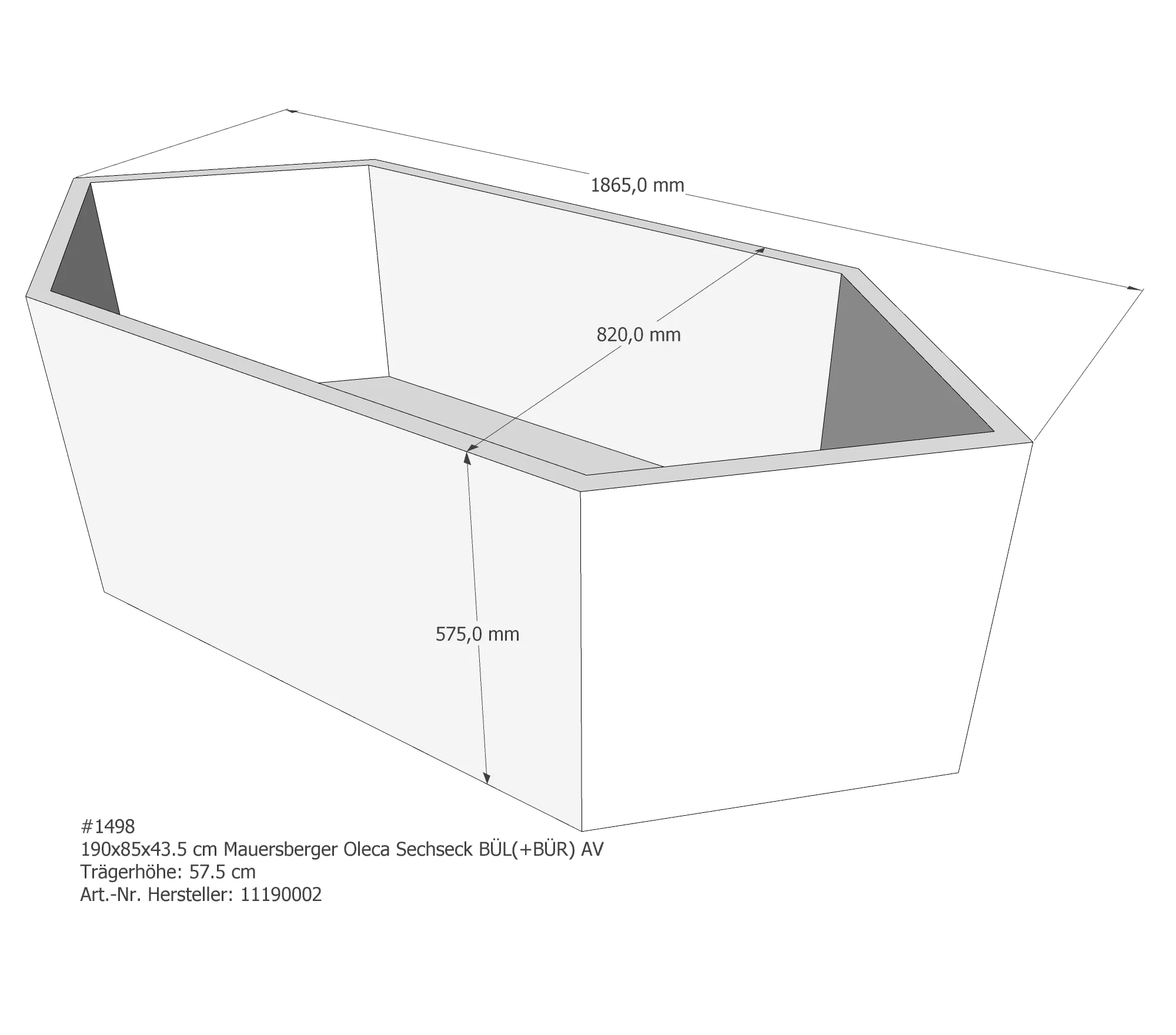 Badewannenträger für Mauersberger Oleca 190 × 85 × 45 cm Badewannenträger für Mauersberger Oleca 190 × 85 × 45 cm