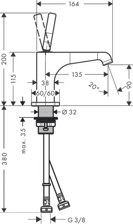 Waschtischmischer 90 Axor Citterio E für Handwaschbecken ohne Zugstange chrom Waschtischmischer 90 Axor Citterio E für Handwaschbecken ohne Zugstange chrom
