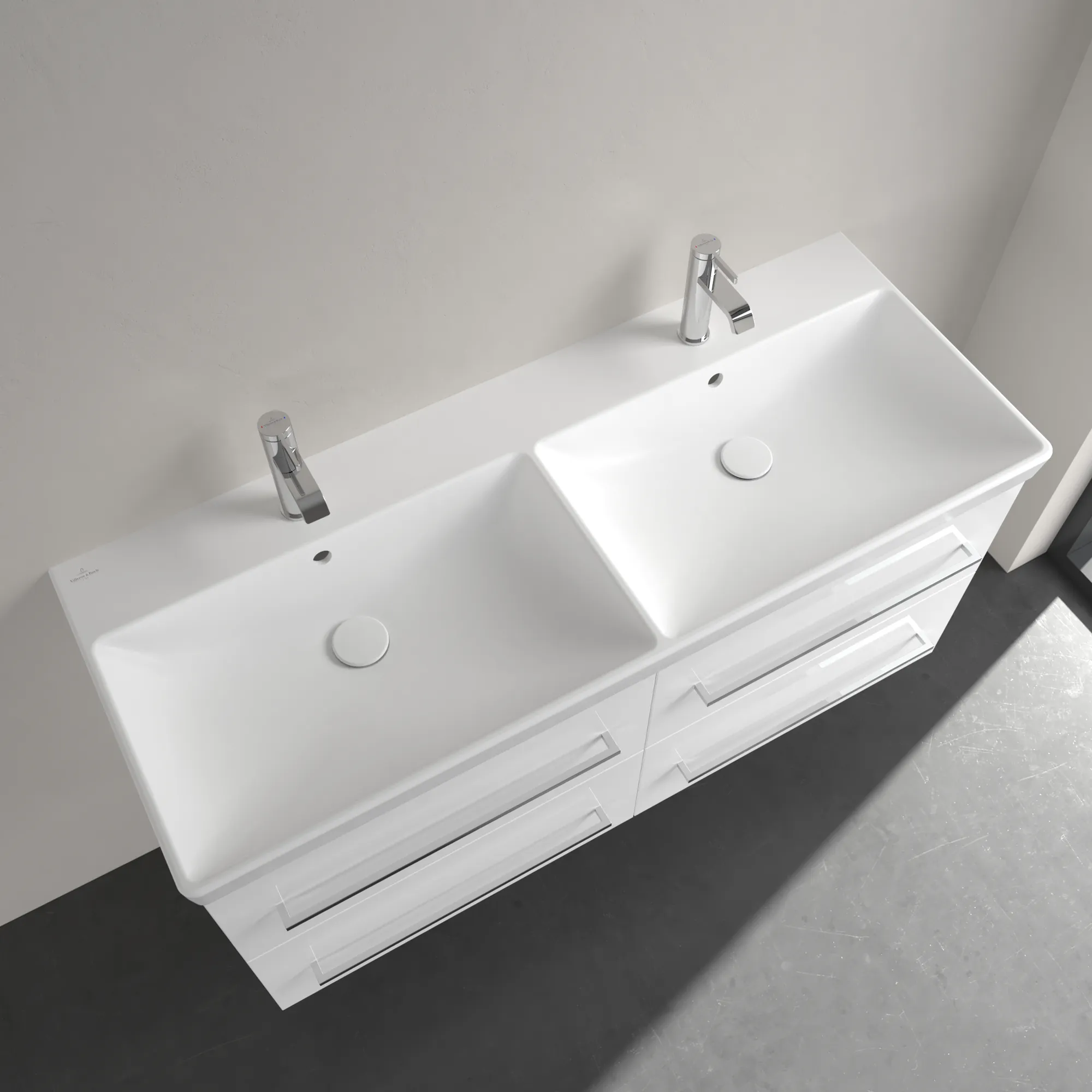 Villeroy & Boch Schrank-Doppelwaschtisch Avento 4A23CK, Stone White CeramicPlus, 1200x470x160 mm, mit Überlauf, für zwei 3-Loch-Armaturen