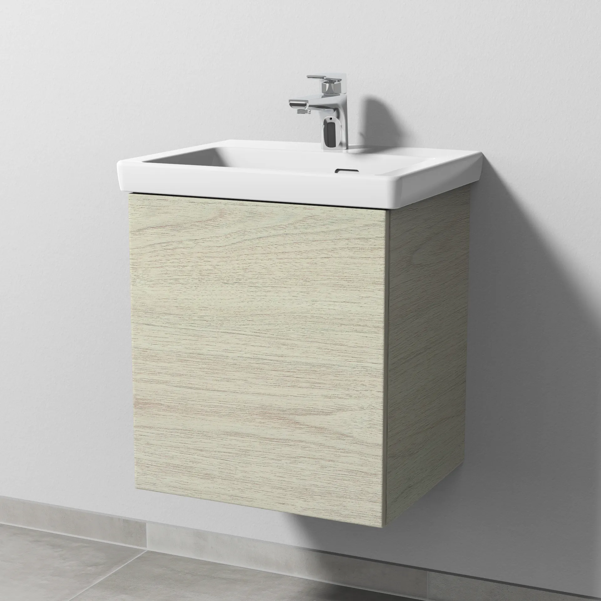 Sanipa Waschtischunterschrank „3way“ 457 × 517 × 391 mm in White Oak, Anschlag links