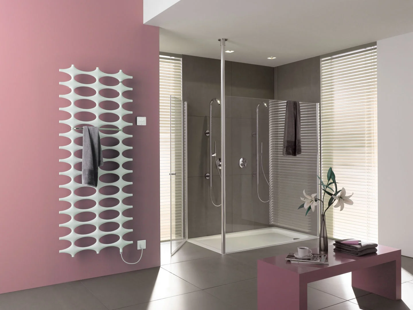 Kermi Ideos-E Bad- und Wohnheizkörper, Elektrobetrieb, weiß RAL 9016 seidenglanz, links, 400 W, 1.151 x 508 x 37 mm