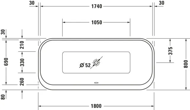 Duravit Badewanne „Happy D.2 Plus“ freistehend rechteck 180 × 80 cm