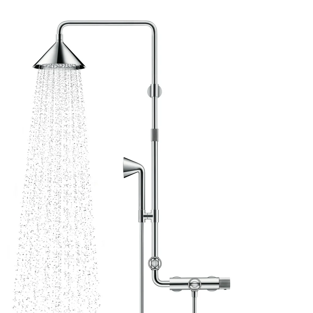Hansgrohe AXOR Showers/front Showerpipe mit Thermostat und Kopfbrause 240 2jet, Chrom, Brausekopfgröße: 279 mm, Brausearmlänge: 470 mm Hansgrohe AXOR Showers/front Showerpipe mit Thermostat und Kopfbrause 240 2jet, Chrom, Brausekopfgröße: 279 mm, Brausearmlänge: 470 mm