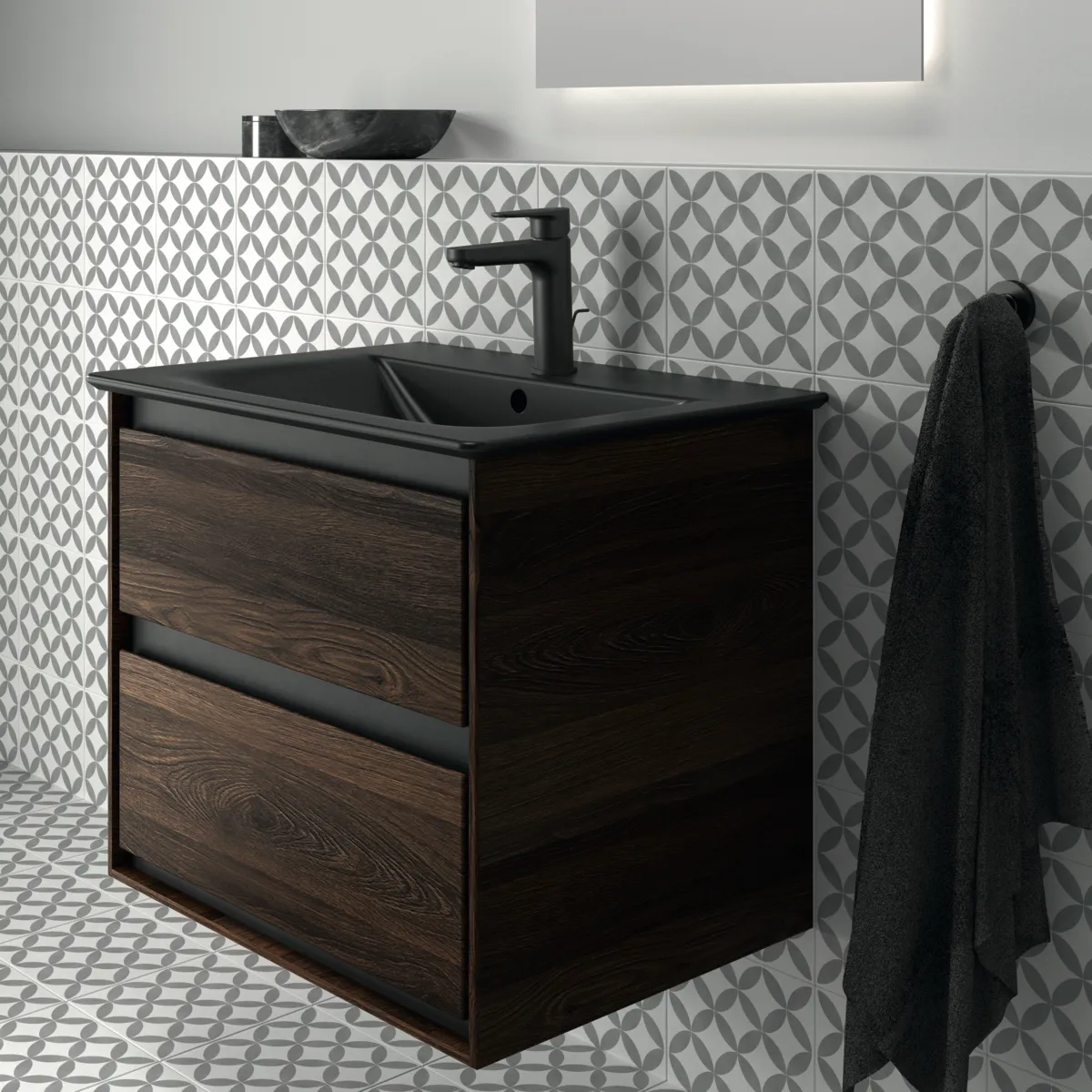 Ideal Standard Waschtischarmatur Cerafine O Serie, H120, Ausladung 125 mm, Farbe Silk Black