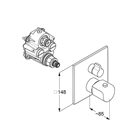 AMEO UP-THM Feinbau-Set, mit Umstellventil, m. Funktionseinheit für SLIM.BOXX 88022, chrom