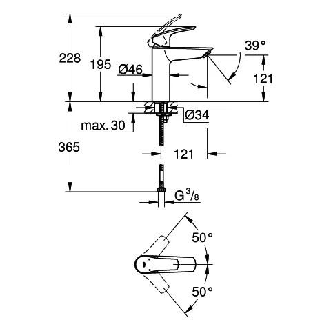 Einhand-Waschtischbatterie Eurosmart 23324_3, M-Size, Einlochmontage, Temperaturbegrenzer, glatter Körper, chrom Einhand-Waschtischbatterie Eurosmart 23324_3, M-Size, Einlochmontage, Temperaturbegrenzer, glatter Körper, chrom