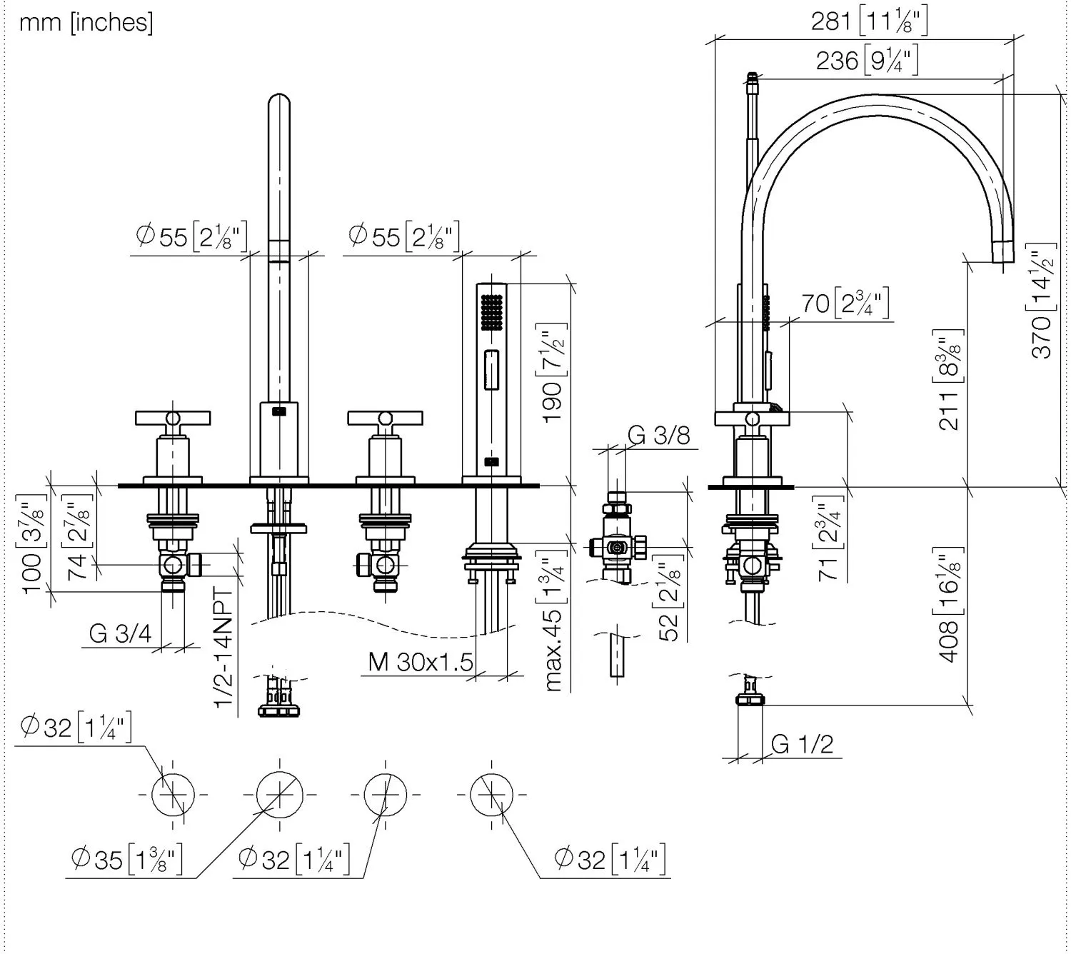 Dreilochbatterie TARA Chrom 20816892 Dreilochbatterie TARA Chrom 20816892