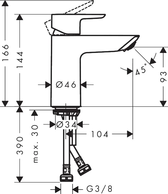 Neovis Q Einhebel-Waschtischmischer 100 CoolStart mit Metall Push-Open Ablaufgarnitur, Oberfläche: Chrom