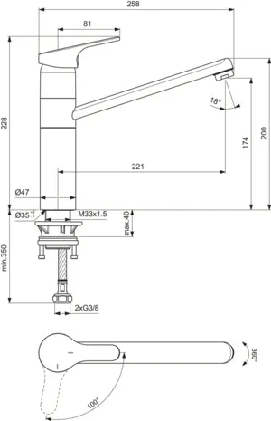 Küchenarmatur Cerafit, mit hohem Rohrauslauf, Ausladung 221 mm, Chrom Küchenarmatur Cerafit, mit hohem Rohrauslauf, Ausladung 221 mm, Chrom