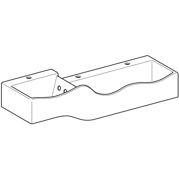 Bambini Spiel- und Waschlandschaft, für drei Waschtischarmaturen, tieferes Becken rechts: B=139cm, T=41.5cm, Hahnloch=mittig, links und rechts, Überlauf=ohne, weiß-alpin