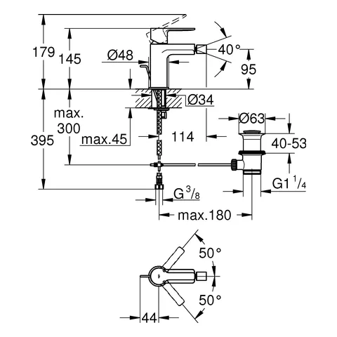 Grohe Einhand-Bidetbatterie Lineare in hard graphite gebürstet