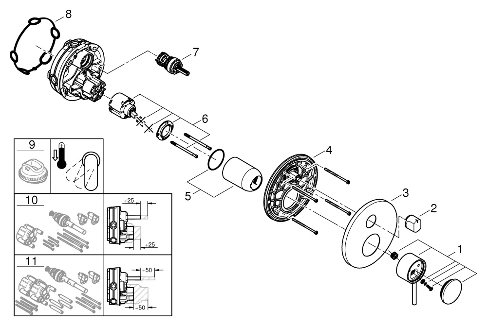 Einhandbatterie Atrio 24356, mit 3-Wege Umstellung, Fertigmontageset für Rapido SmartBox, chrom Einhandbatterie Atrio 24356, mit 3-Wege Umstellung, Fertigmontageset für Rapido SmartBox, chrom