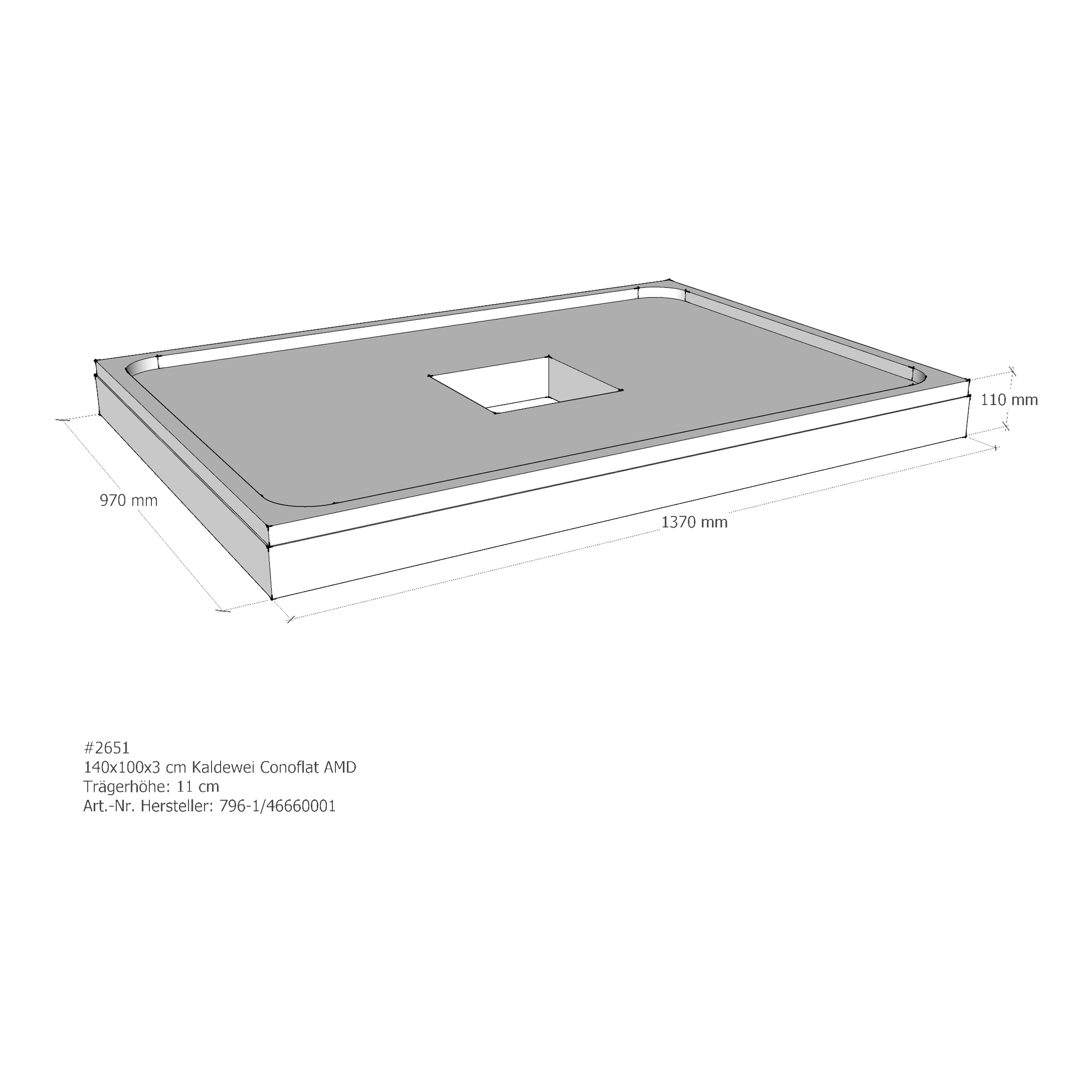 Duschwannenträger für Kaldewei Conoflat 140 × 100 × 2,3 cm Breite: 100 cm / Länge: 140 cm Duschwannenträger für Kaldewei Conoflat 140 × 100 × 2,3 cm Breite: 100 cm / Länge: 140 cm