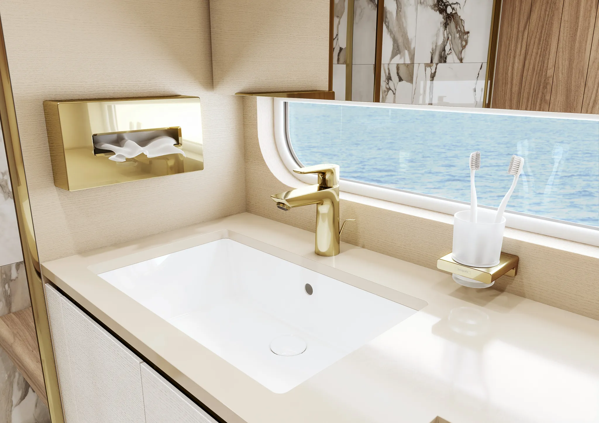 Hansgrohe AddStoris Kosmetiktuchbox Polished Gold Optic, Wandmontage, Kunststoff, passend für handelsübliche Kosmetiktuchboxen, einfache Befüllung, verdeckte Befestigung, Bohrloch 6 mm, Bohrabstand 200 mm Hansgrohe AddStoris Kosmetiktuchbox Polished Gold Optic, Wandmontage, Kunststoff, passend für handelsübliche Kosmetiktuchboxen, einfache Befüllung, verdeckte Befestigung, Bohrloch 6 mm, Bohrabstand 200 mm