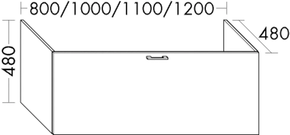 Waschtischunterschrank Sys30 von burgbad - 1200 mm breit, 480 mm tief und hoch, für Mineralguss-Waschtisch Sys M7 mit Vollauszug