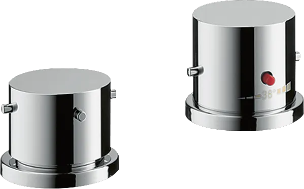 Hansgrohe AXOR Starck 2-Loch Wannenrandarmatur mit Thermostat und Zerogriffen, Chrom Farbe: Chrom Hansgrohe AXOR Starck 2-Loch Wannenrandarmatur mit Thermostat und Zerogriffen, Chrom Farbe: Chrom