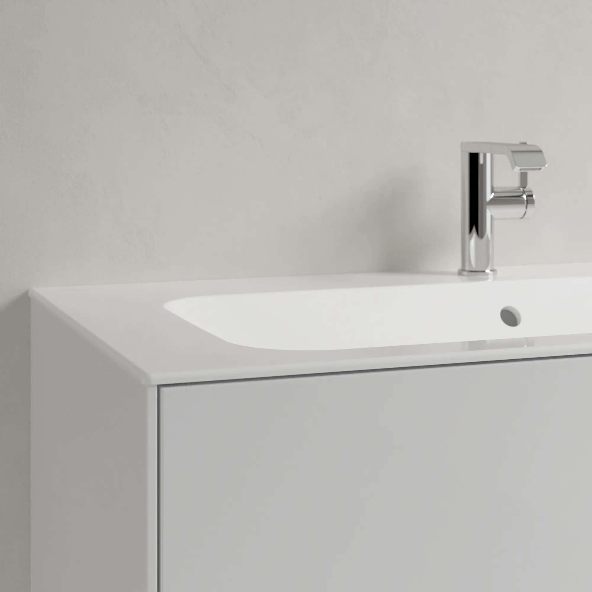 Villeroy & Boch Schrankwaschtisch aus TitanCeram „Finion“ 1000 × 500 × 160 mm, mit Hahnlochbohrung, Hahnlochposition mittig in Weiß Alpin, mit CeramicPlus Villeroy & Boch Schrankwaschtisch aus TitanCeram „Finion“ 1000 × 500 × 160 mm, mit Hahnlochbohrung, Hahnlochposition mittig in Weiß Alpin, mit CeramicPlus